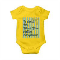Autism Acceptance Baby Onesie In April We Wear Blue Support Neurodivergent