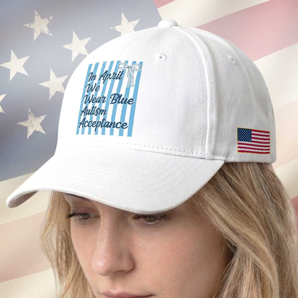 Autism Acceptance Baseball Cap In April We Wear Blue Support Neurodivergent