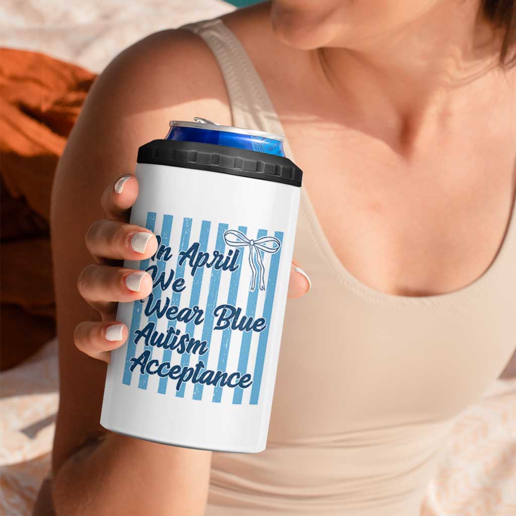 Autism Acceptance 4 in 1 Can Cooler Tumbler In April We Wear Blue Support Neurodivergent