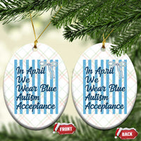 Autism Acceptance Ceramic Ornament In April We Wear Blue Support Neurodivergent