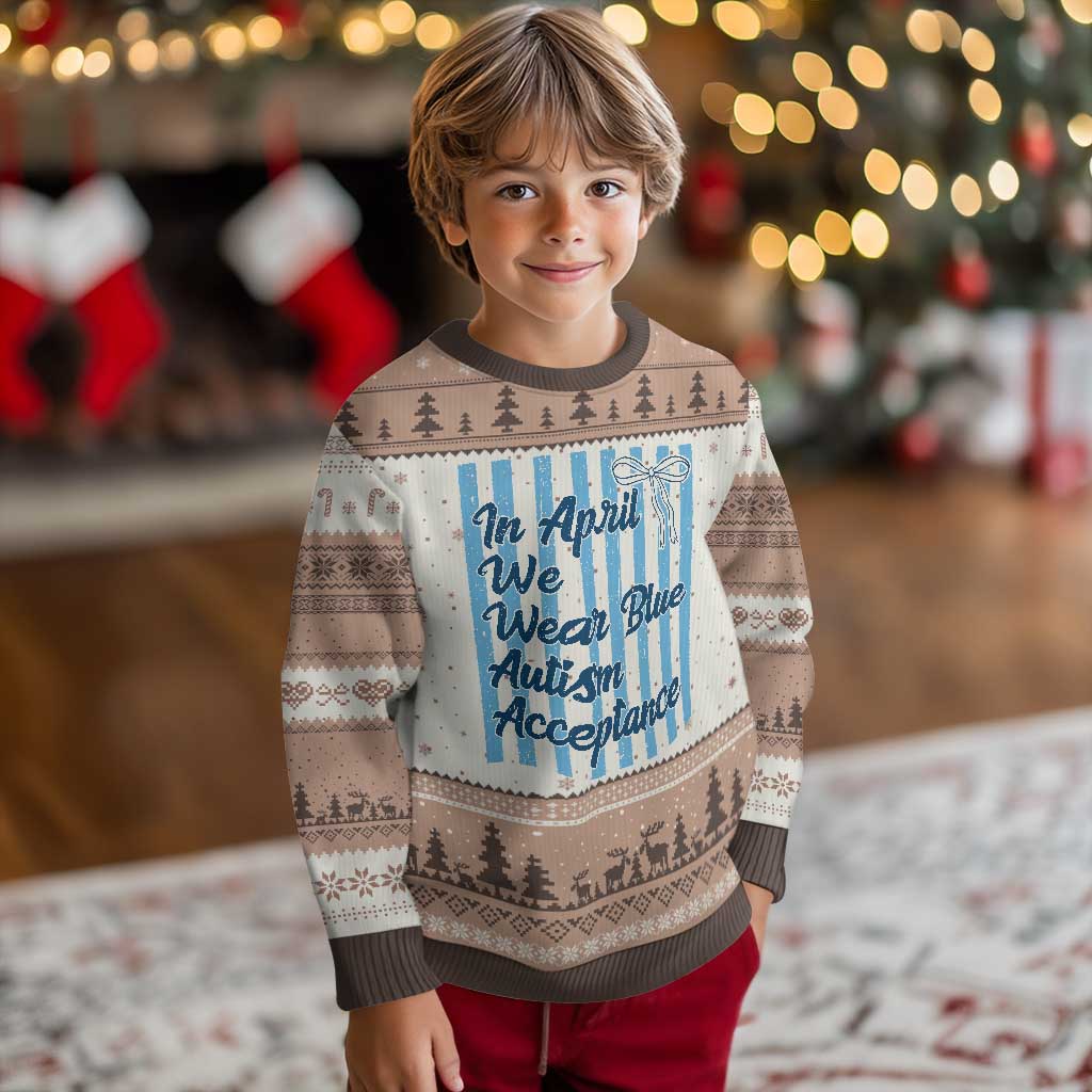 Autism Acceptance Ugly Christmas Sweater In April We Wear Blue Support Neurodivergent
