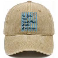 Autism Acceptance Washed Cotton Baseball Cap In April We Wear Blue Support Neurodivergent