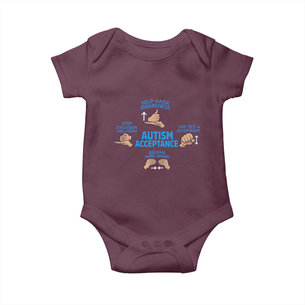 Autism Acceptance Baby Onesie Hand Neurodiversity SPED Teacher