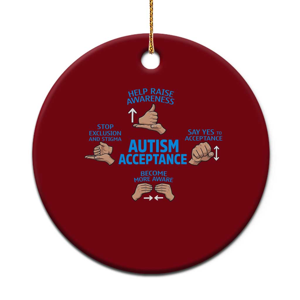 Autism Acceptance Ceramic Ornament Hand Neurodiversity SPED Teacher