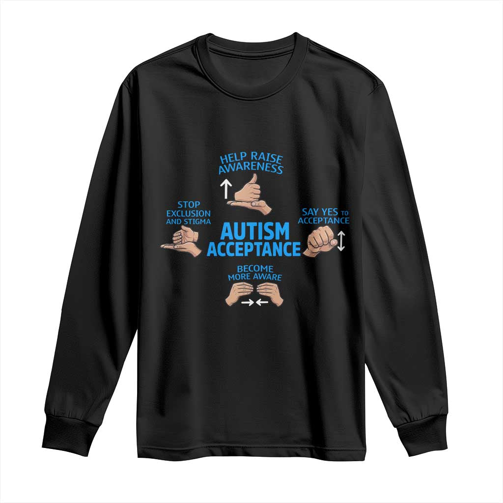 Autism Acceptance Long Sleeve Shirt Hand Neurodiversity SPED Teacher