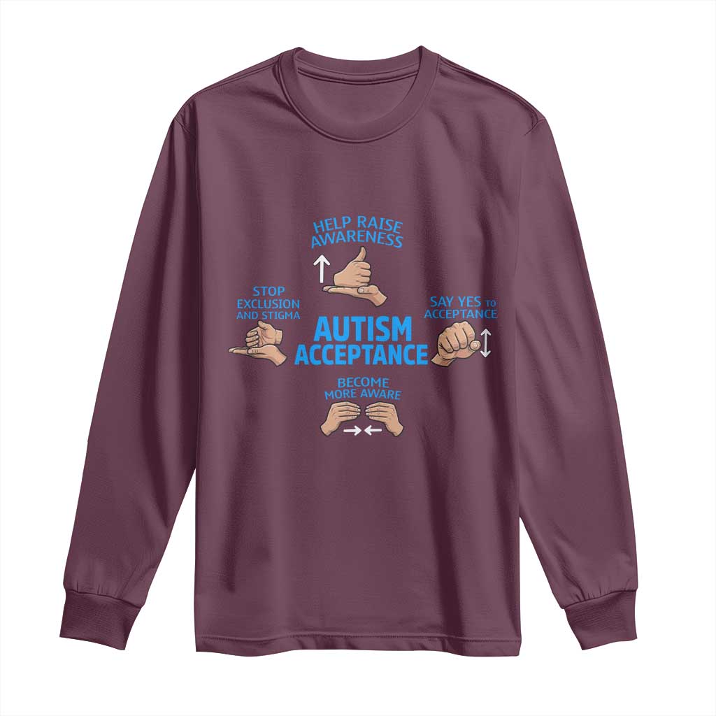 Autism Acceptance Long Sleeve Shirt Hand Neurodiversity SPED Teacher