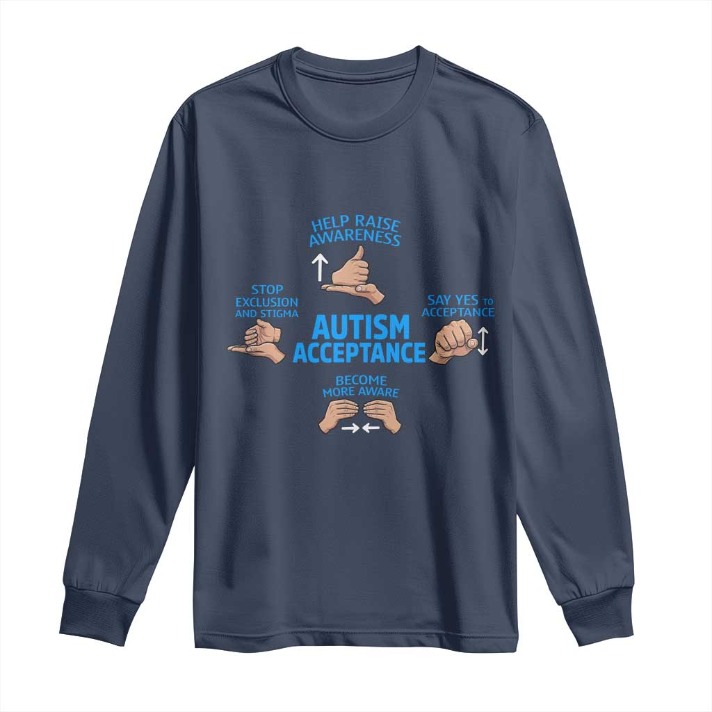 Autism Acceptance Long Sleeve Shirt Hand Neurodiversity SPED Teacher