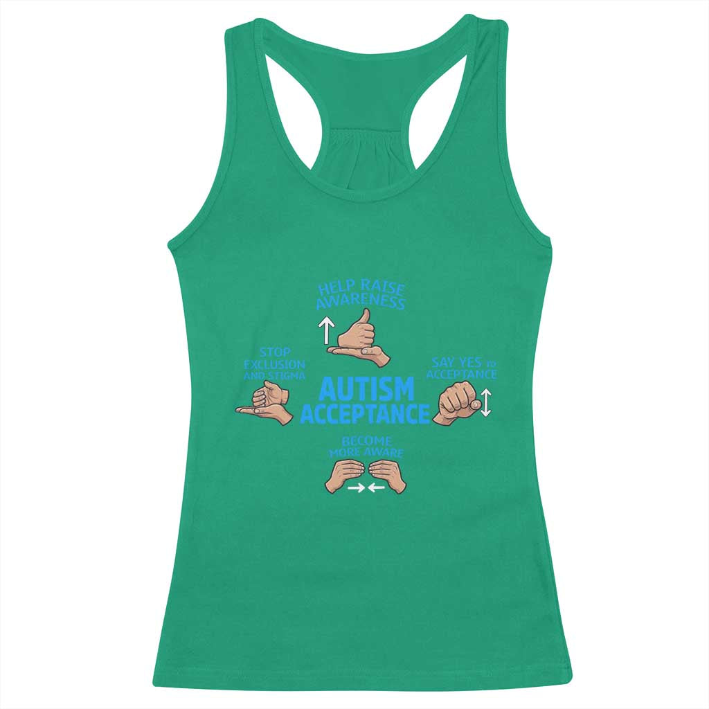 Autism Acceptance Racerback Tank Top Hand Neurodiversity SPED Teacher
