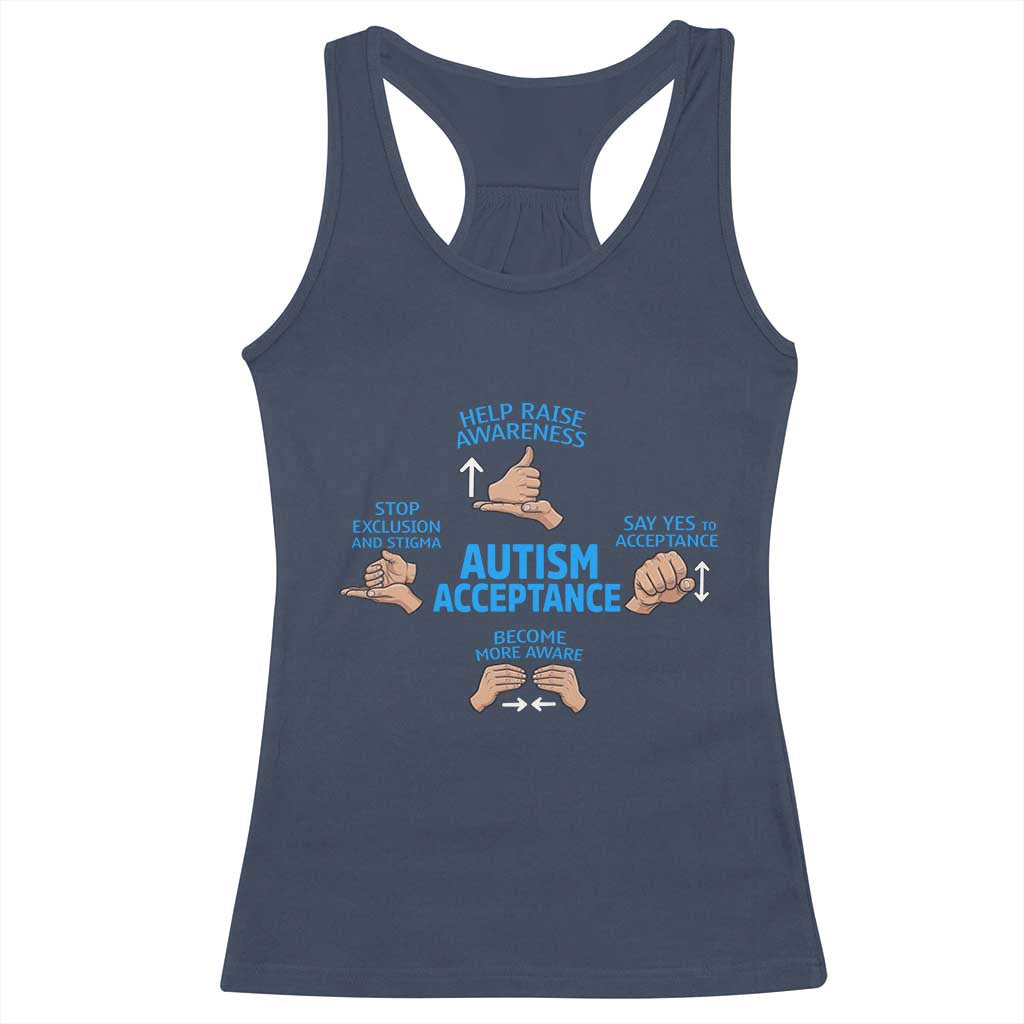 Autism Acceptance Racerback Tank Top Hand Neurodiversity SPED Teacher