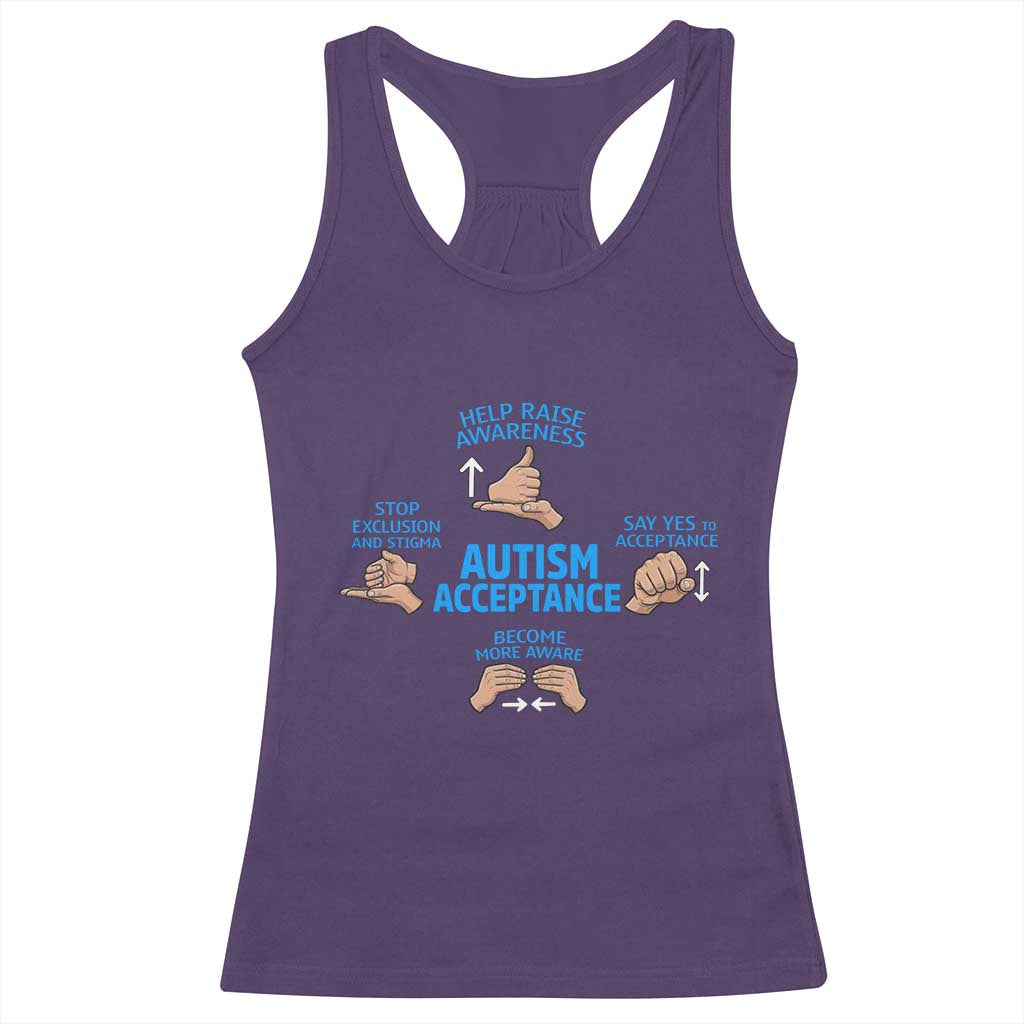 Autism Acceptance Racerback Tank Top Hand Neurodiversity SPED Teacher