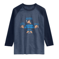 Autism Acceptance Raglan Shirt Hand Neurodiversity SPED Teacher