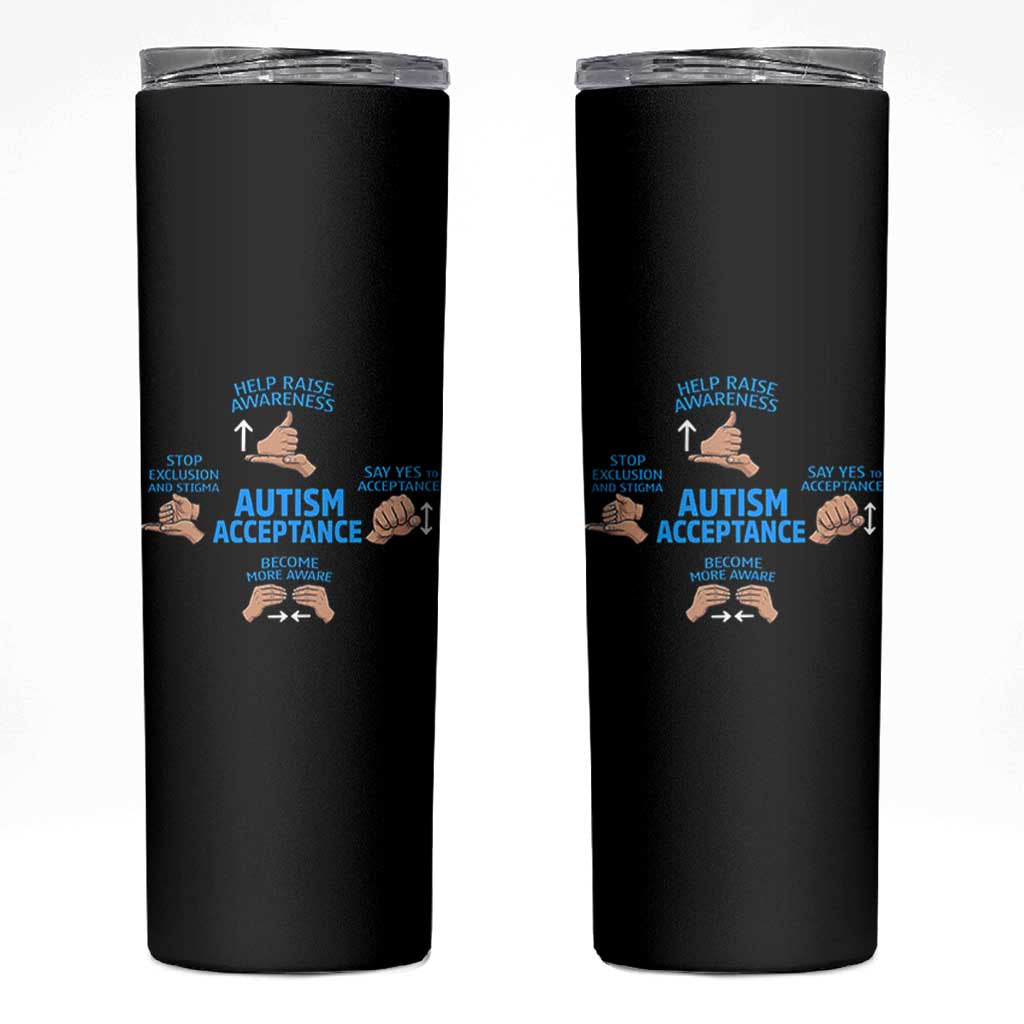Autism Acceptance Skinny Tumbler Hand Neurodiversity SPED Teacher