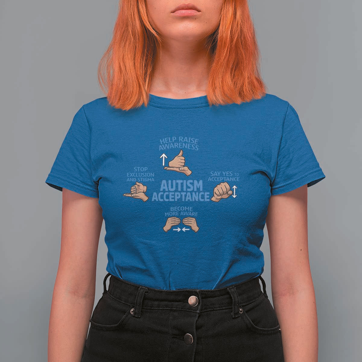 Autism Acceptance T Shirt For Women Hand Neurodiversity SPED Teacher