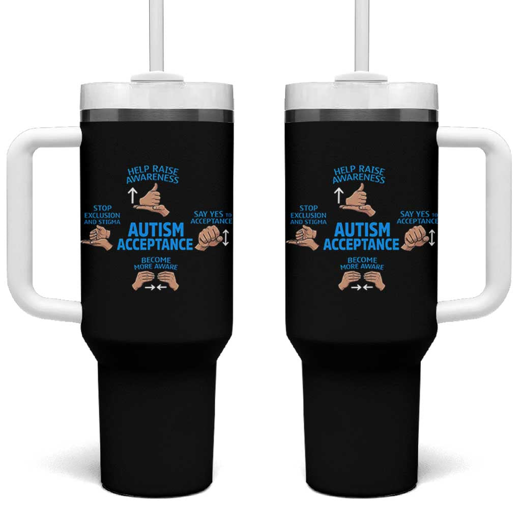 Autism Acceptance Tumbler With Handle Hand Neurodiversity SPED Teacher