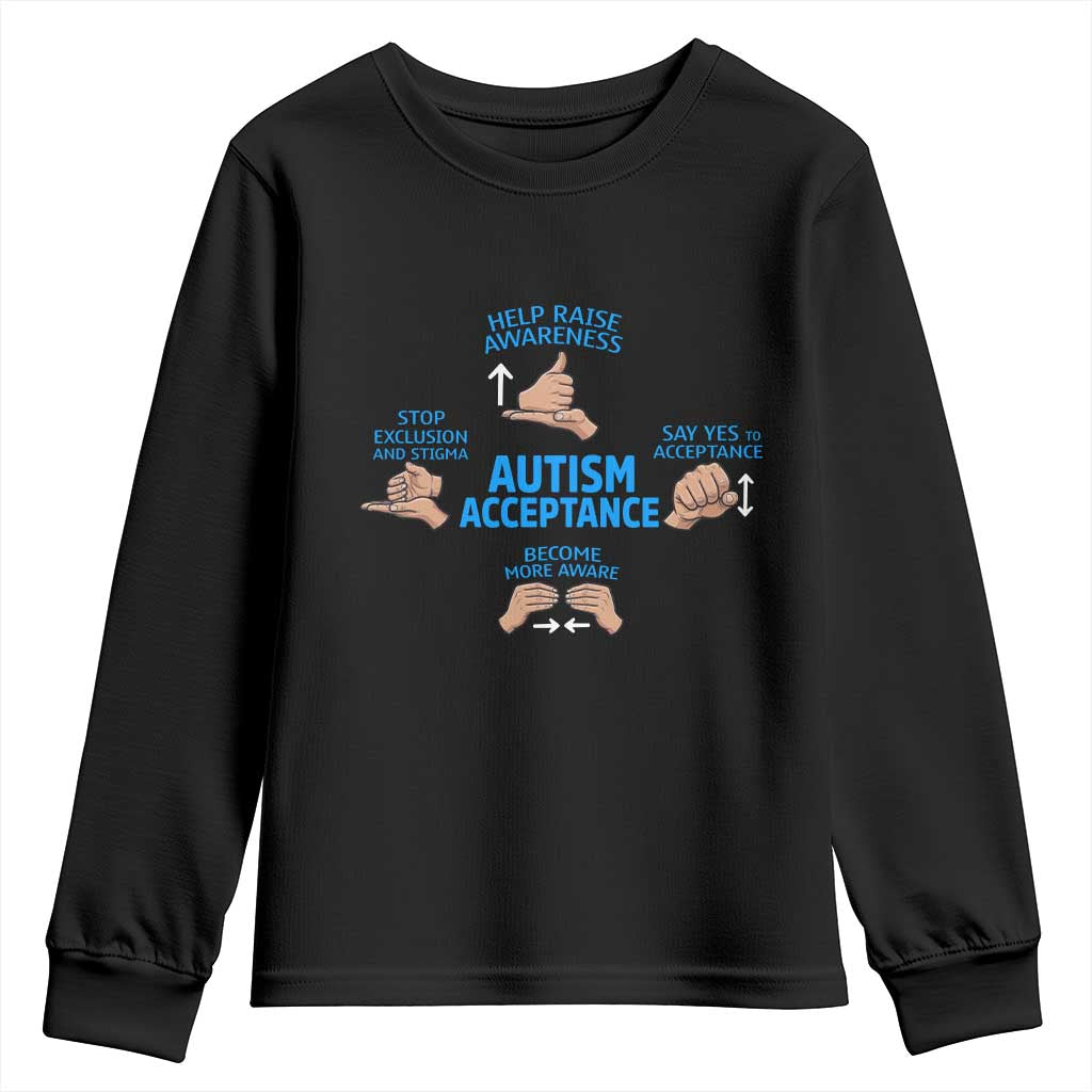 Autism Acceptance Youth Sweatshirt Hand Neurodiversity SPED Teacher