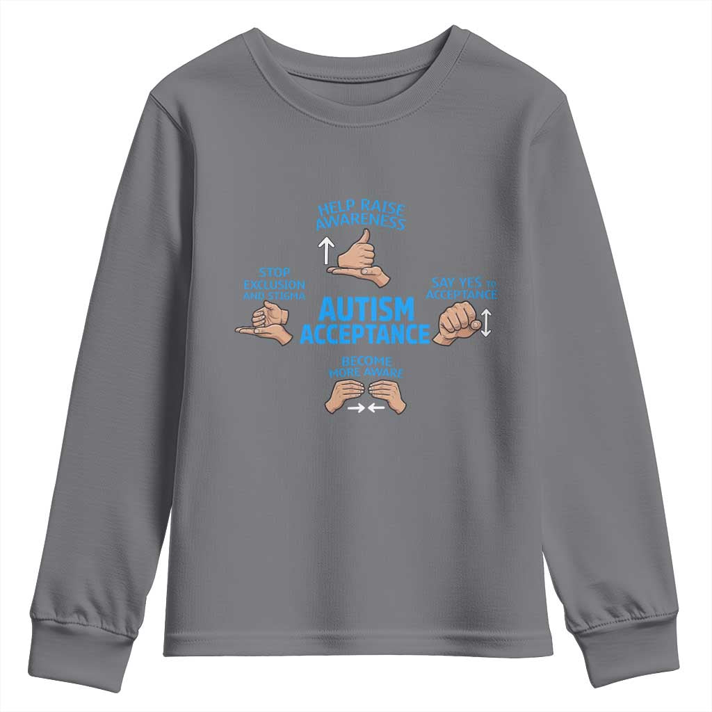 Autism Acceptance Youth Sweatshirt Hand Neurodiversity SPED Teacher