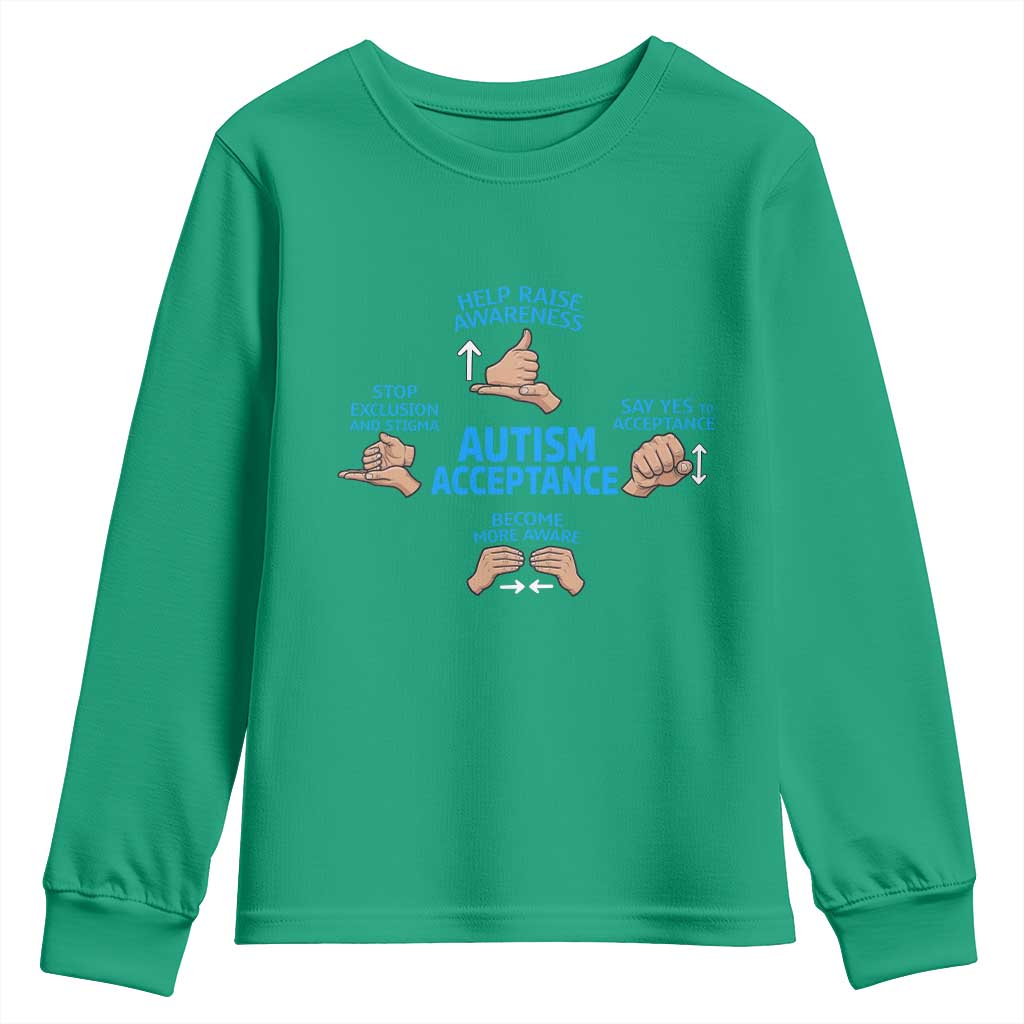 Autism Acceptance Youth Sweatshirt Hand Neurodiversity SPED Teacher