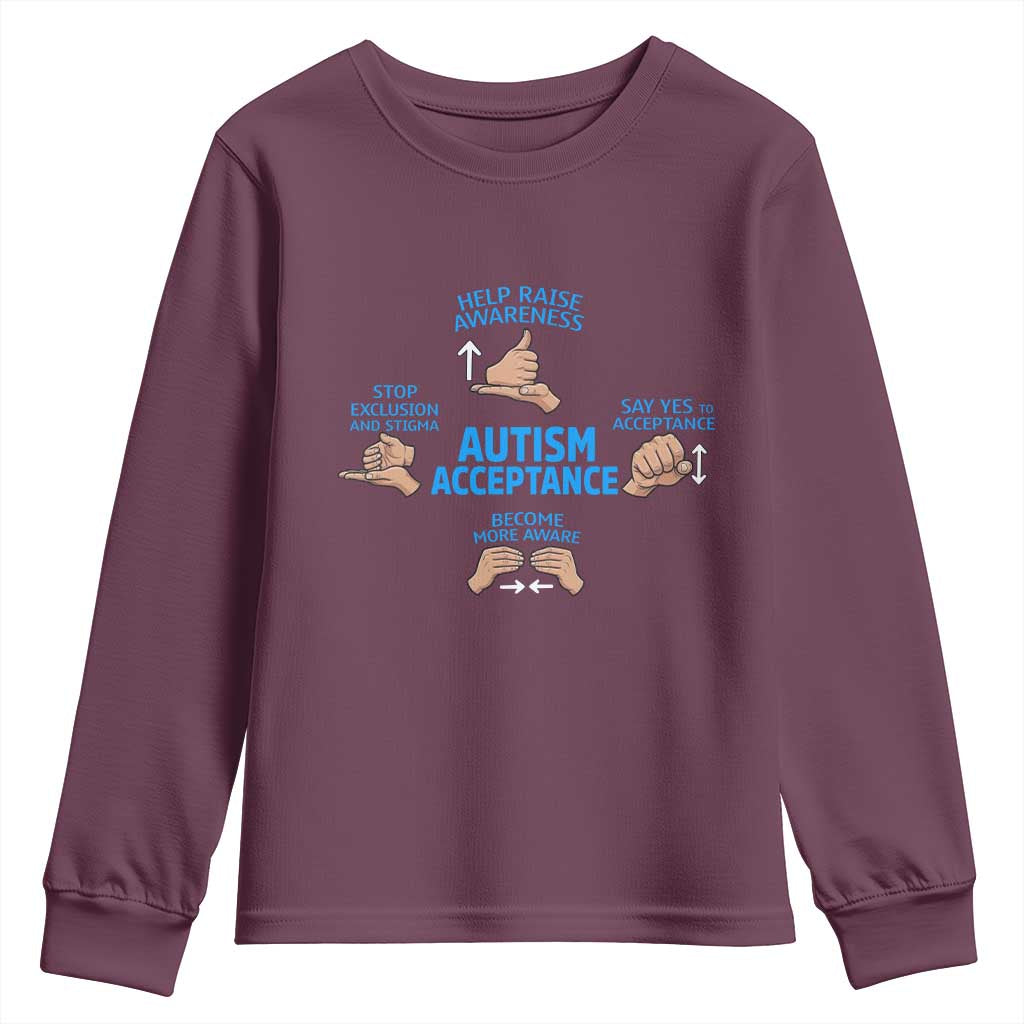 Autism Acceptance Youth Sweatshirt Hand Neurodiversity SPED Teacher
