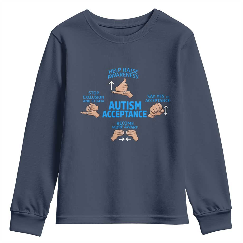 Autism Acceptance Youth Sweatshirt Hand Neurodiversity SPED Teacher