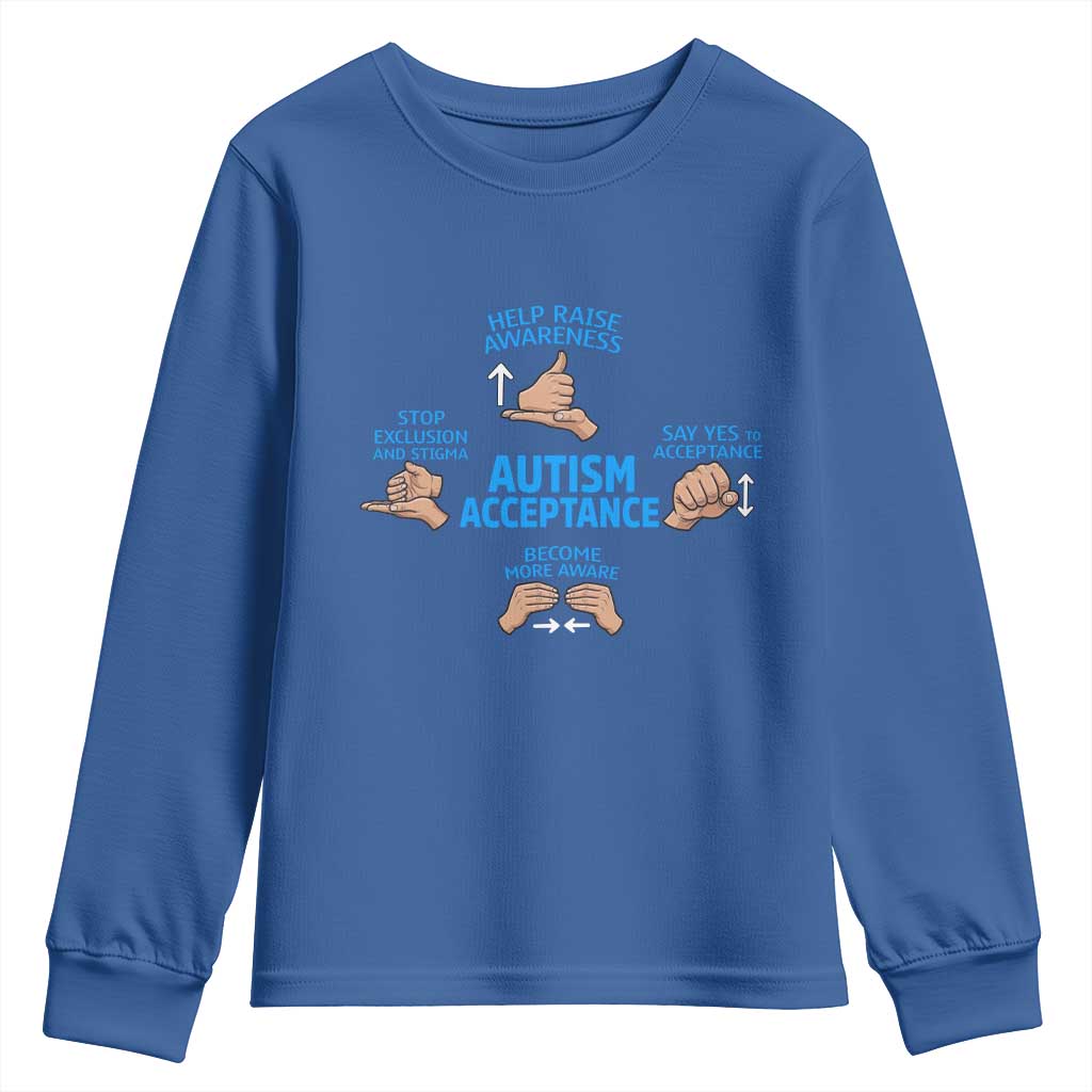 Autism Acceptance Youth Sweatshirt Hand Neurodiversity SPED Teacher