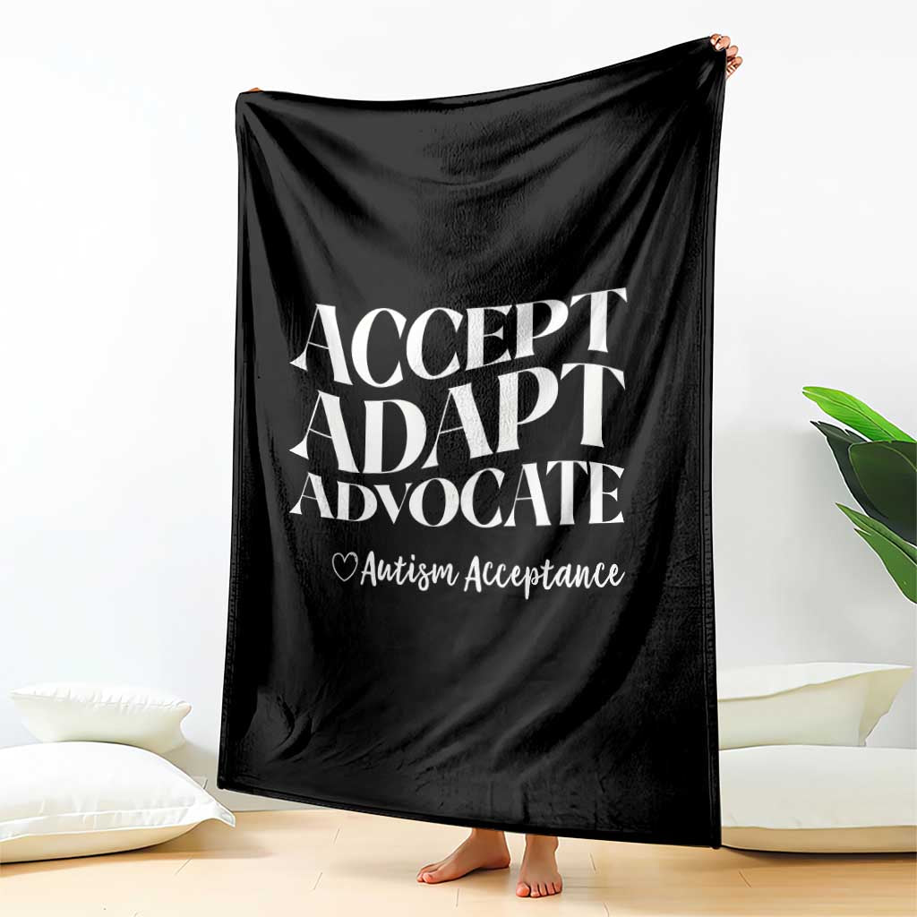 Autism Acceptance Throw Blanket Accept Adapt Advocate