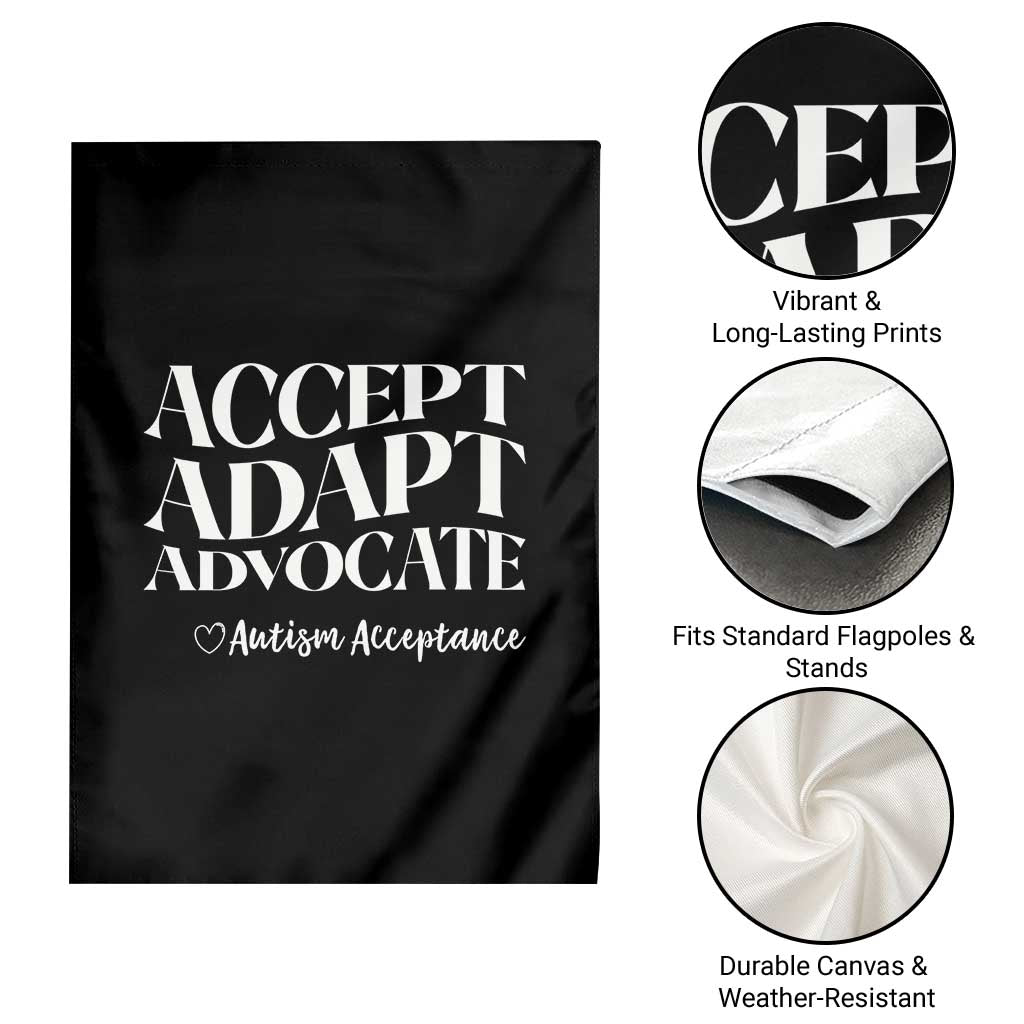 Autism Acceptance Garden Flag Accept Adapt Advocate