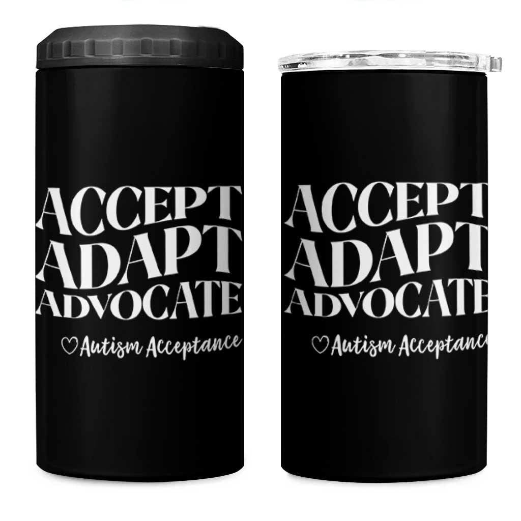Autism Acceptance 4 in 1 Can Cooler Tumbler Accept Adapt Advocate