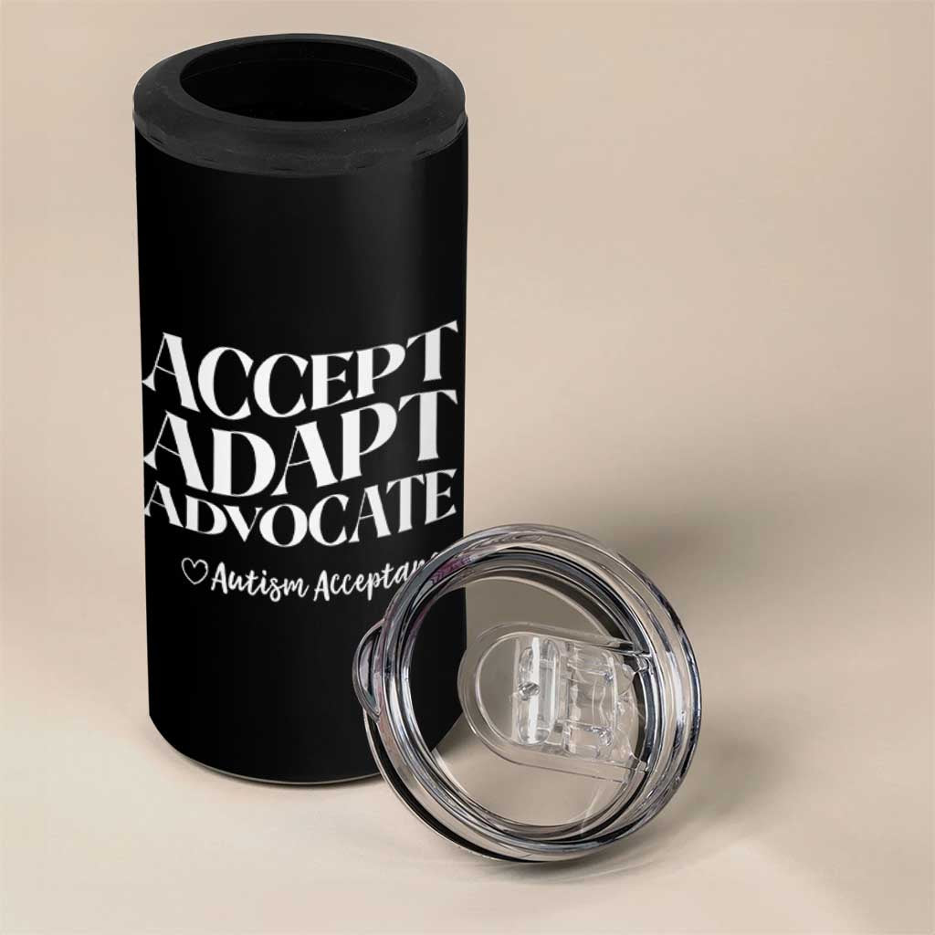 Autism Acceptance 4 in 1 Can Cooler Tumbler Accept Adapt Advocate