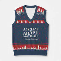 Autism Acceptance V-Neck Knit Sweater Vest Accept Adapt Advocate