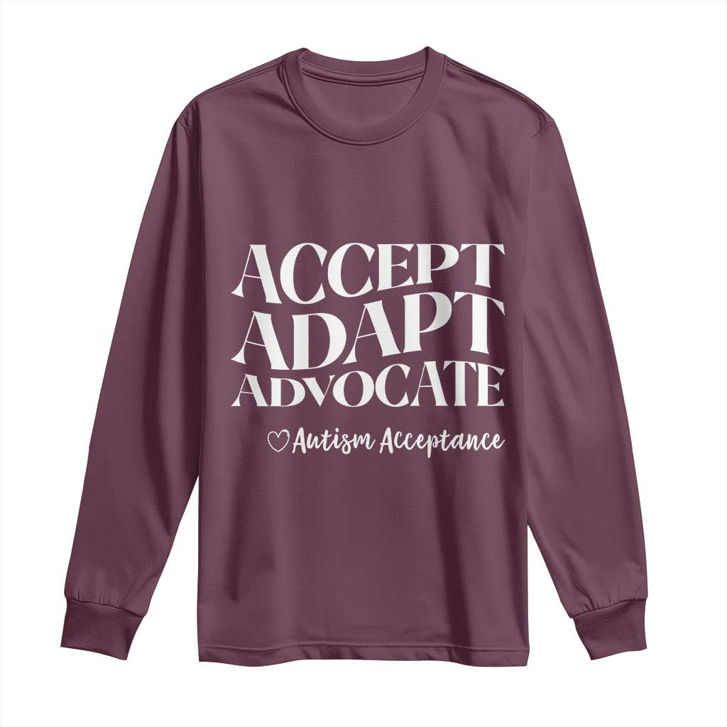Autism Acceptance Long Sleeve Shirt Accept Adapt Advocate