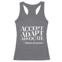 Autism Acceptance Racerback Tank Top Accept Adapt Advocate