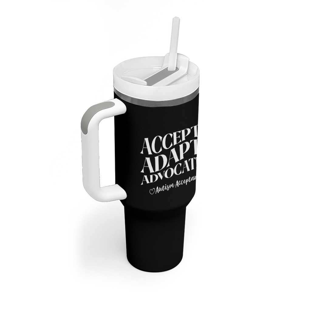 Autism Acceptance Tumbler With Handle Accept Adapt Advocate