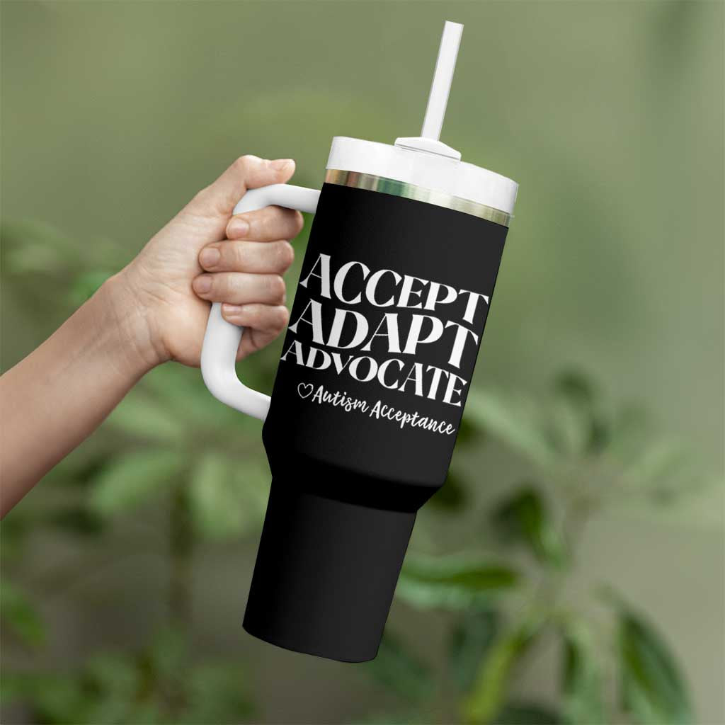 Autism Acceptance Tumbler With Handle Accept Adapt Advocate