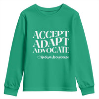 Autism Acceptance Youth Sweatshirt Accept Adapt Advocate