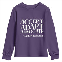 Autism Acceptance Youth Sweatshirt Accept Adapt Advocate