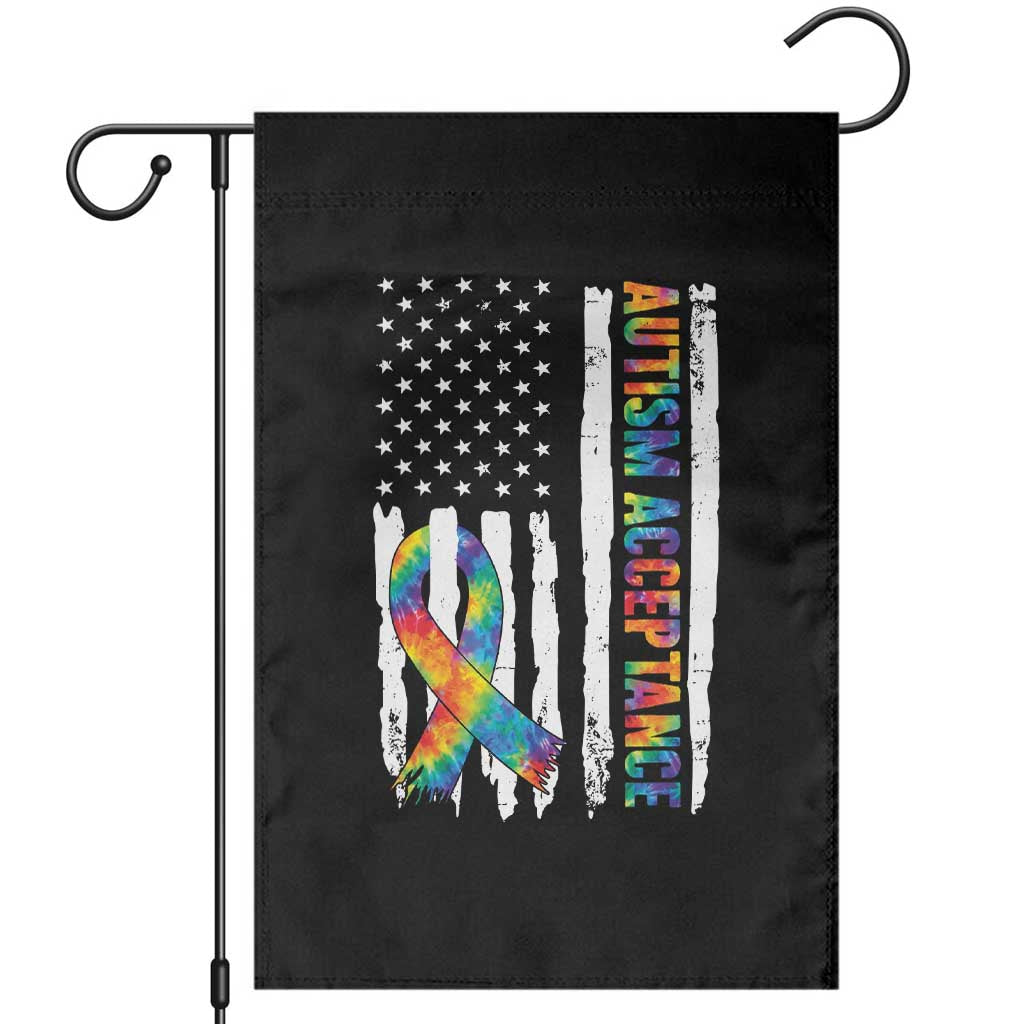 Autism Acceptance Garden Flag US Flag Ribbon Support Neurodiversity