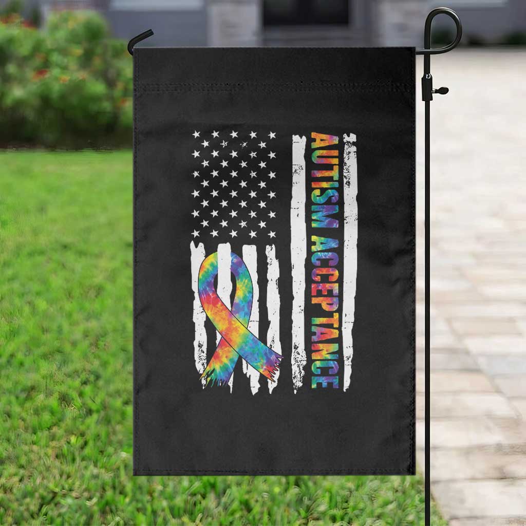 Autism Acceptance Garden Flag US Flag Ribbon Support Neurodiversity