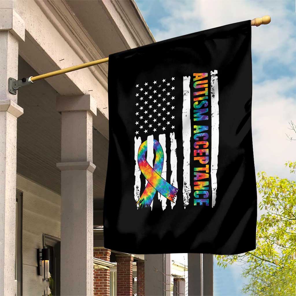 Autism Acceptance Garden Flag US Flag Ribbon Support Neurodiversity
