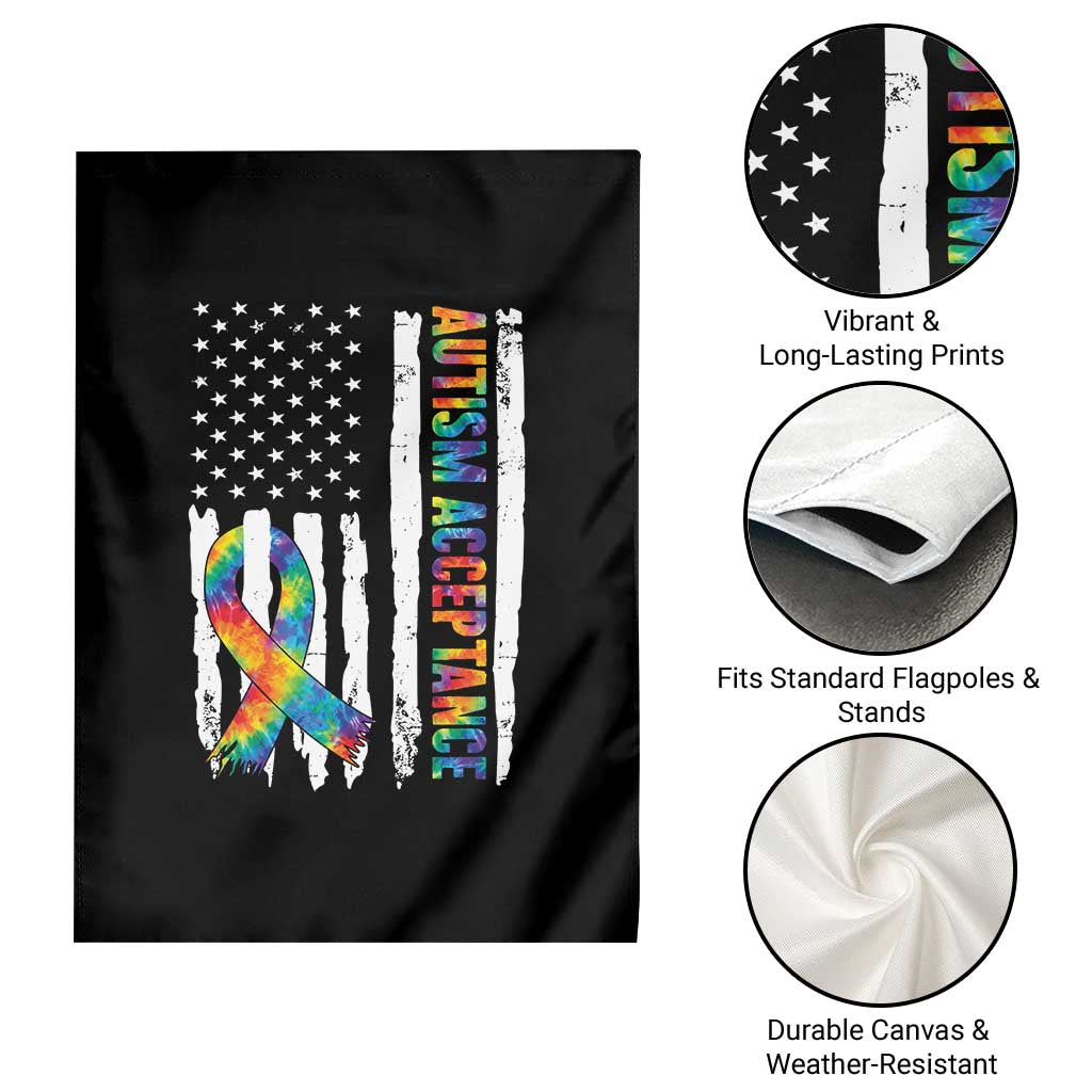 Autism Acceptance Garden Flag US Flag Ribbon Support Neurodiversity