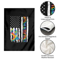 Autism Acceptance Garden Flag US Flag Ribbon Support Neurodiversity