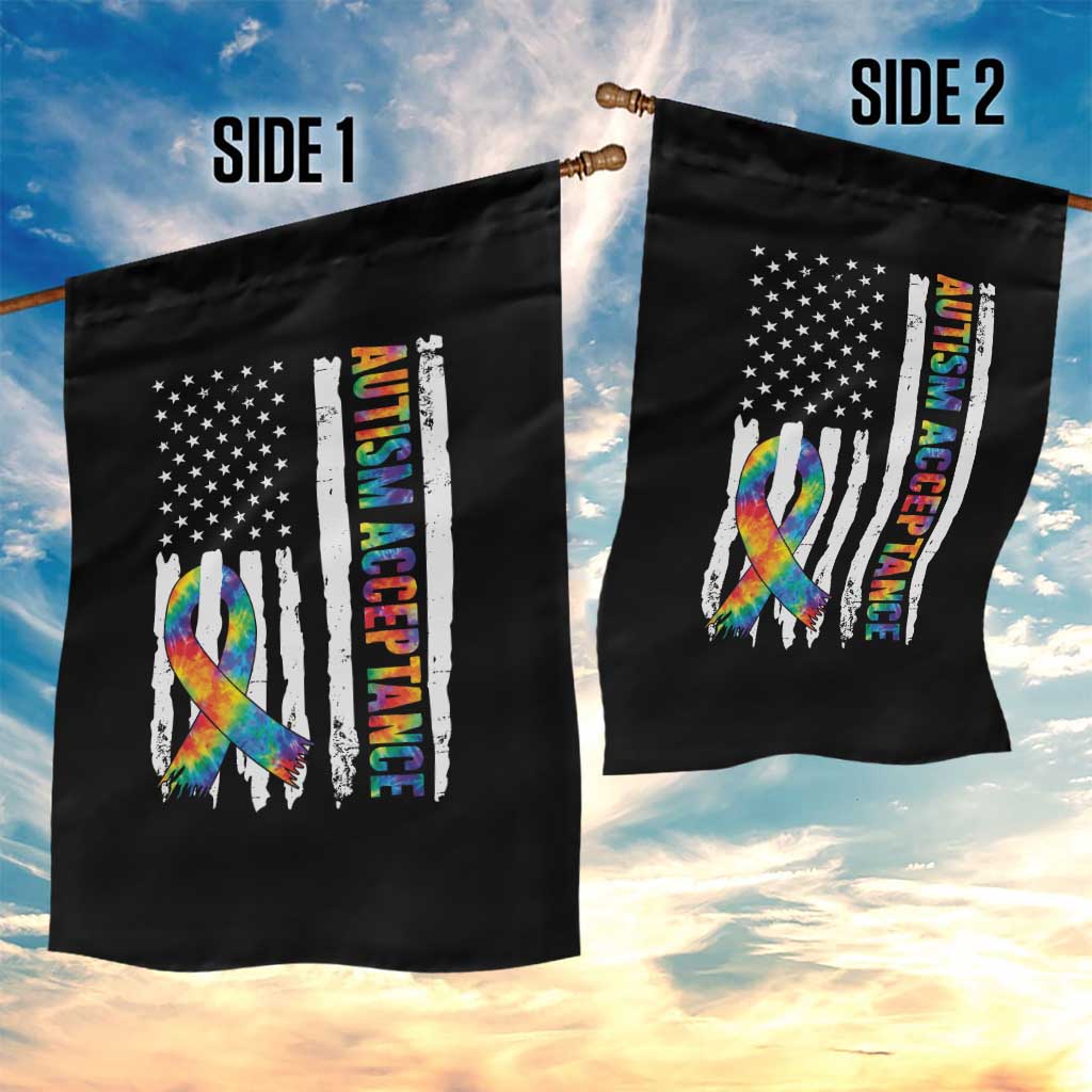 Autism Acceptance Garden Flag US Flag Ribbon Support Neurodiversity
