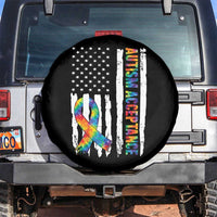 Autism Acceptance Spare Tire Cover US Flag Ribbon Support Neurodiversity