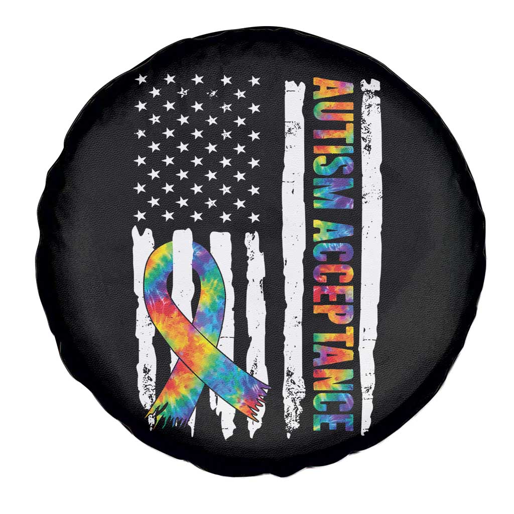 Autism Acceptance Spare Tire Cover US Flag Ribbon Support Neurodiversity