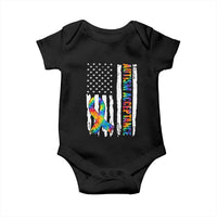 Autism Acceptance Baby Onesie US Flag Ribbon Support Neurodiversity
