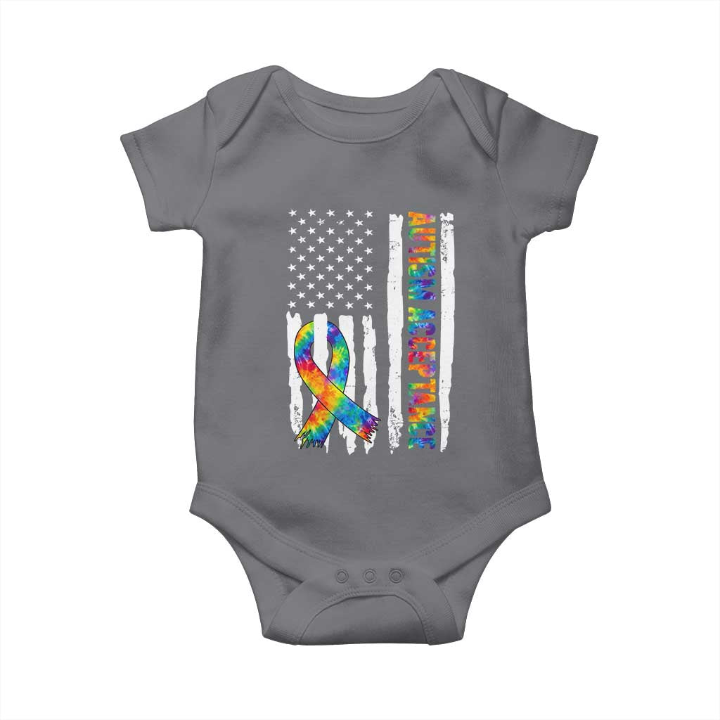 Autism Acceptance Baby Onesie US Flag Ribbon Support Neurodiversity
