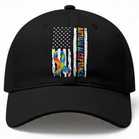 Autism Acceptance Baseball Cap US Flag Ribbon Support Neurodiversity