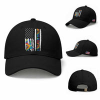 Autism Acceptance Baseball Cap US Flag Ribbon Support Neurodiversity