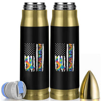 Autism Acceptance Bullet Tumbler US Flag Ribbon Support Neurodiversity
