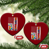 Autism Acceptance Ceramic Ornament US Flag Ribbon Support Neurodiversity
