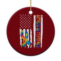 Autism Acceptance Ceramic Ornament US Flag Ribbon Support Neurodiversity